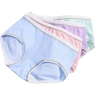 ENK女士内裤 女青年中腰印花棉质透气短裤包臀学生三角裤头4条盒装