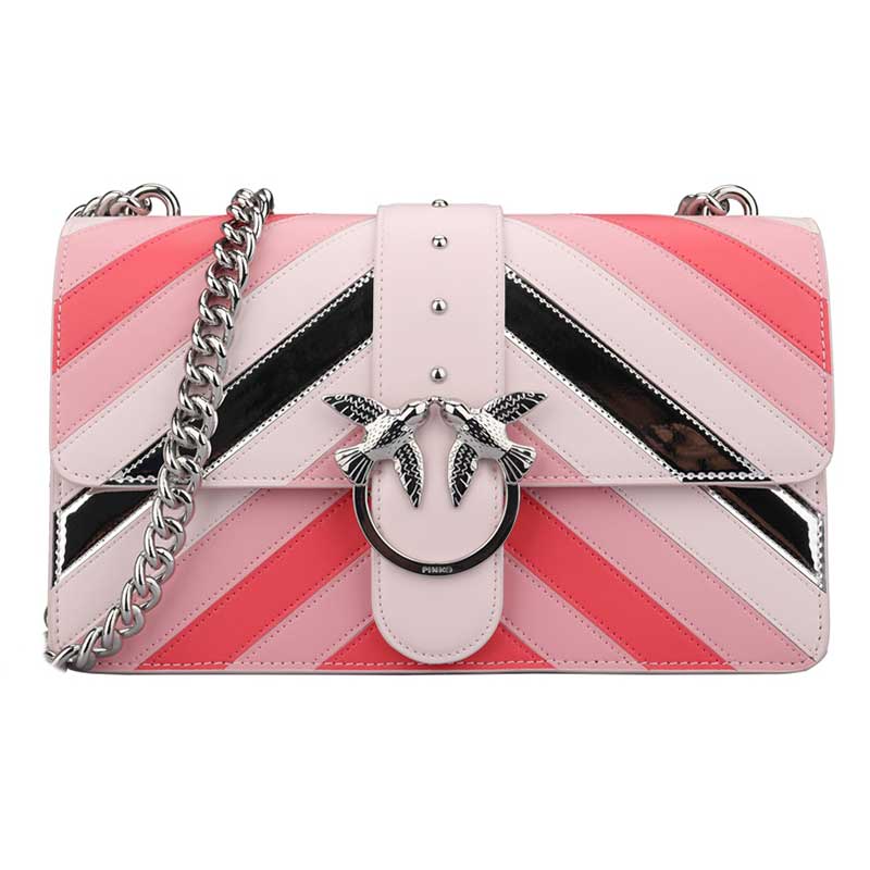 PINKO（品高）女士撞色条纹单肩斜挎链条燕子包 1P2132 Y4J7 RNB