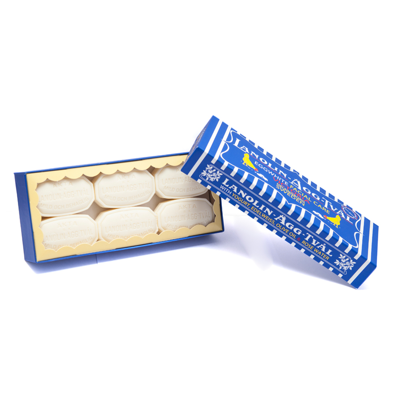 【原装进口】Lanolin-Agg-Tval 维多利亚瑞典蛋清毛孔护理保湿洁面皂50g*6 两盒装