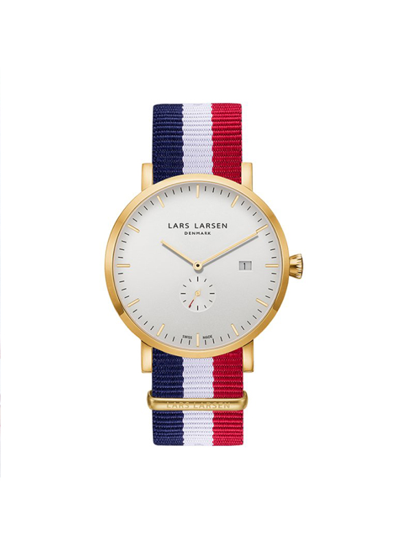 LARS LARSEN 拉尔森 丹麦原产 蓝宝石镜面男士腕表时尚日历石英尼龙表带手表
