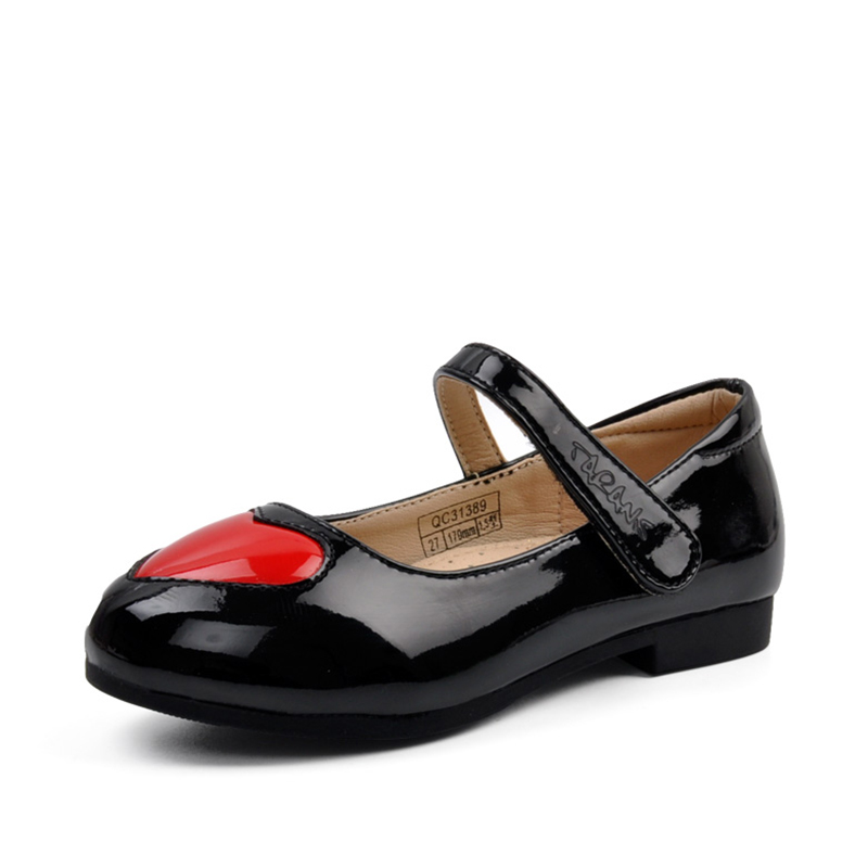 泰兰尼斯18秋季新款女童皮鞋儿童学生鞋 爱心圆头公主单鞋26-33码_357_573