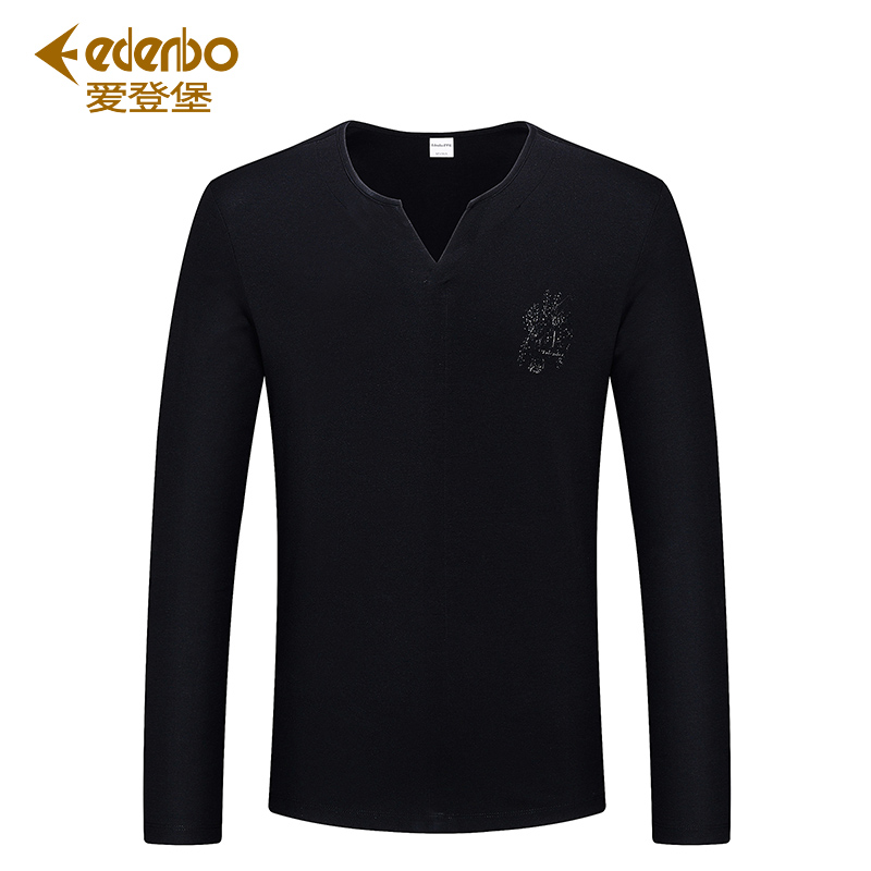 Edenbo/爱登堡男装长袖T恤男春季新款时尚修身上衣男打底衫男青年