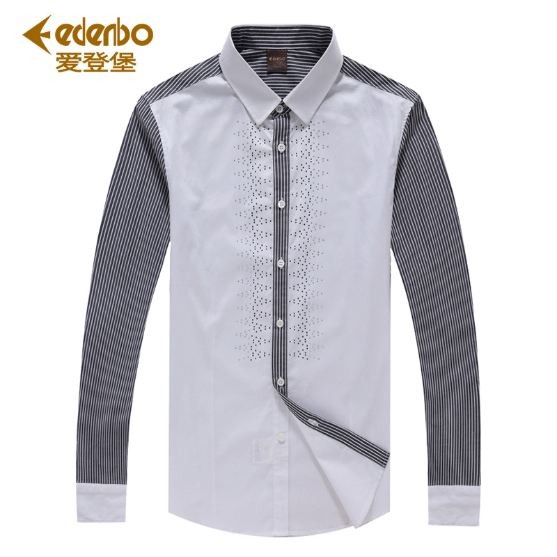 Edenbo/爱登堡休闲衬衫2017春季新款都市时尚衬衫免烫衬衣潮男装