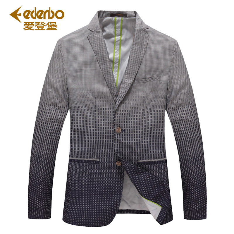 Edenbo/爱登堡2017秋装新款男士商务时尚格子渐变西服便西男正品