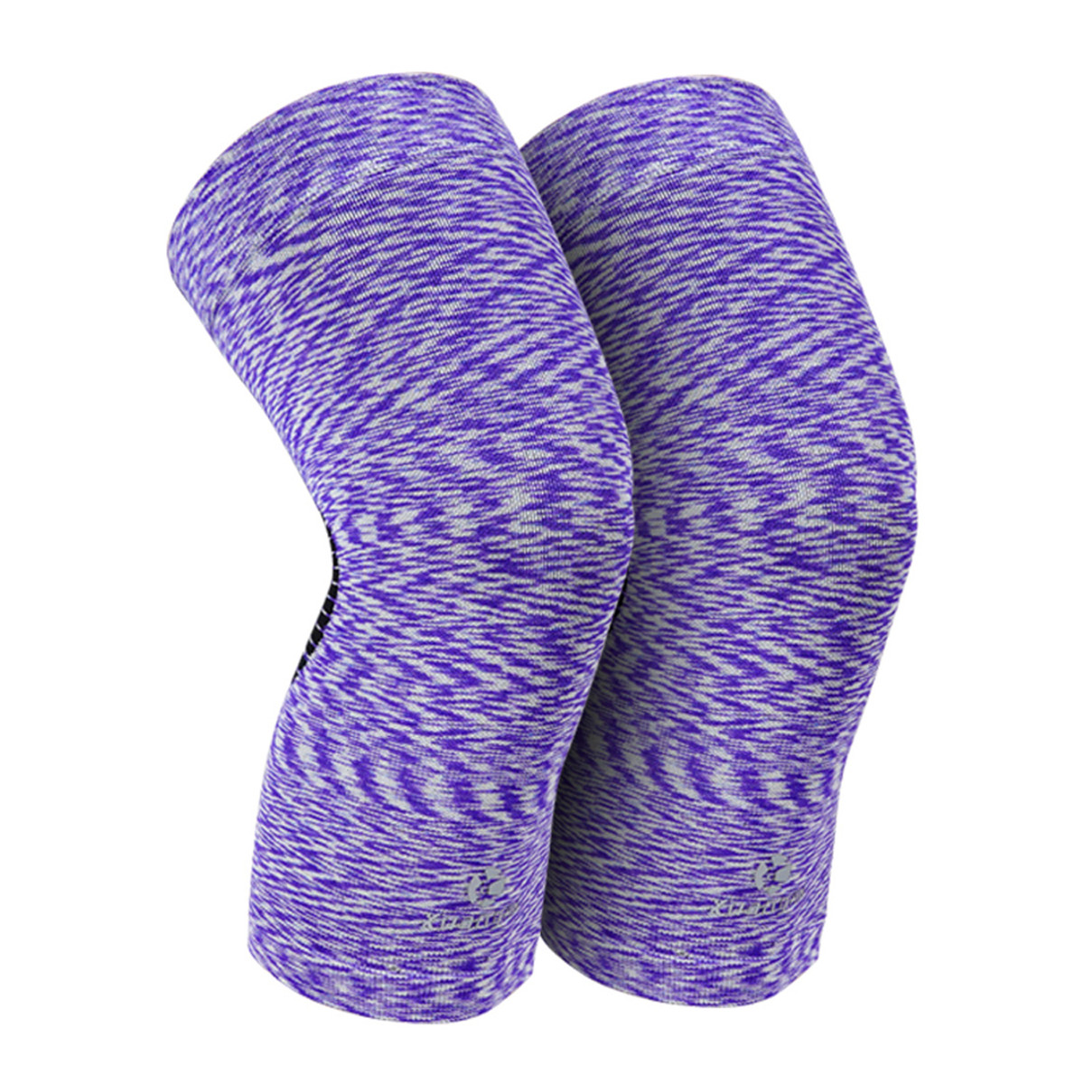 狂迷kuangmi跑步护膝男女羽毛球足球运动登山吸湿排汗护具段彩压缩护膝(单只装)（紫色）