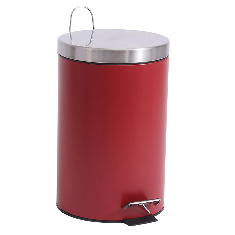 欧润哲(ORANGE) 12升缓降静音翻盖垃圾桶红色桶身塑料内桶家用厨房客厅脚踏式清洁桶办公室收纳桶卫生筒 100824