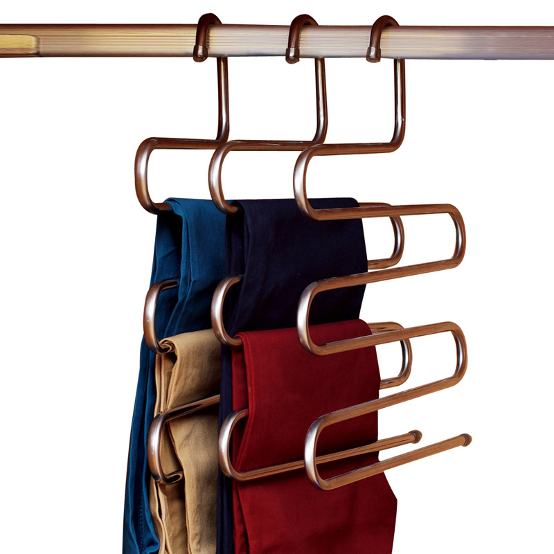 欧润哲(ORANGE) 3只装不锈钢三层裤架 家用创意多层衣架 衣柜多功能收纳挂架 裤子架子
