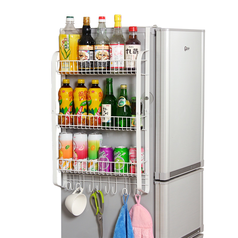 欧润哲(ORANGE) 扁铁款冰箱侧壁挂架 大容量厨房置物架调味瓶收纳架加大款 600221