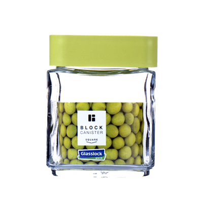 Glasslock韩国进口玻璃积木储物罐500ml IP604绿密封糖果盒食品收纳瓶透明玻璃奶粉储物罐厨房收纳杂粮储藏