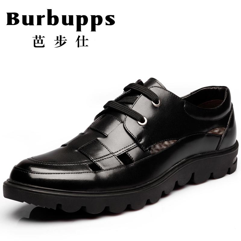 Burbupps法国芭步仕男士真皮凉鞋厚底工装鞋夏季男鞋镂空百搭鞋子