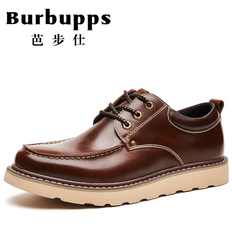 法国品牌芭步仕Burbupps 2018新款商务时尚工装男士真皮休闲鞋