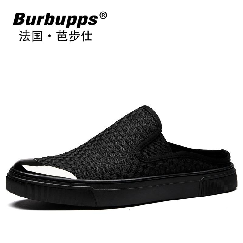 法国芭步仕(Burbupps)2019春夏新款布鞋男士韩版透气一脚蹬懒人百搭潮流休闲鞋板鞋男帆布鞋