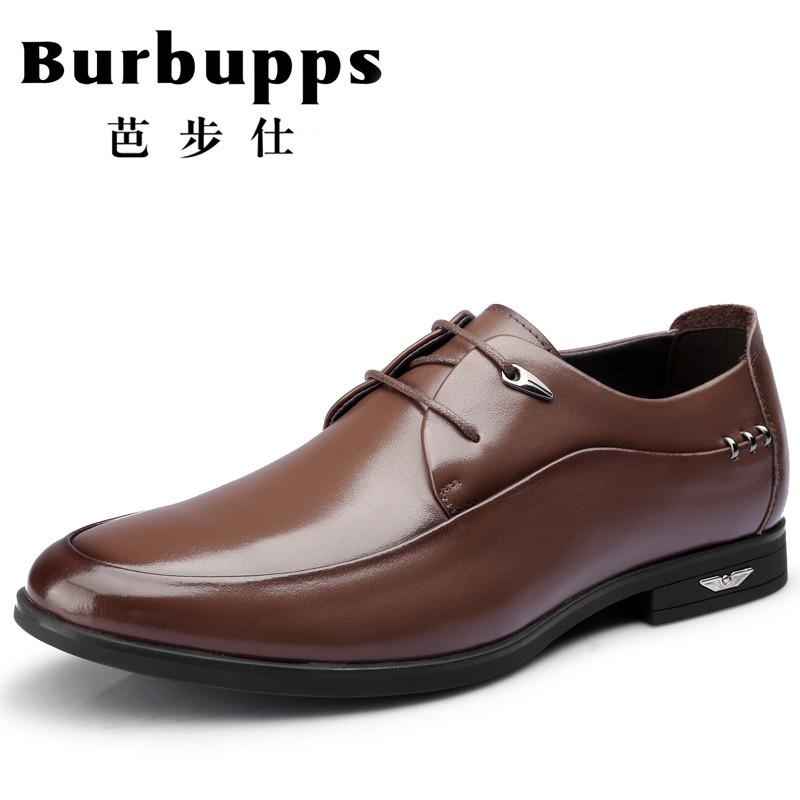 Burbupps法国芭步仕2019春尚新皮鞋男士套脚英伦系带婚鞋低帮真皮休闲鞋男鞋