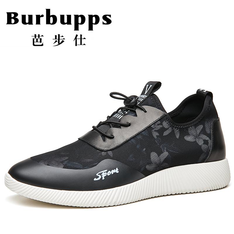 Burbupps法国芭步仕2019春尚新男鞋时尚休闲鞋子男系带潮鞋运动网面鞋懒人套脚皮鞋