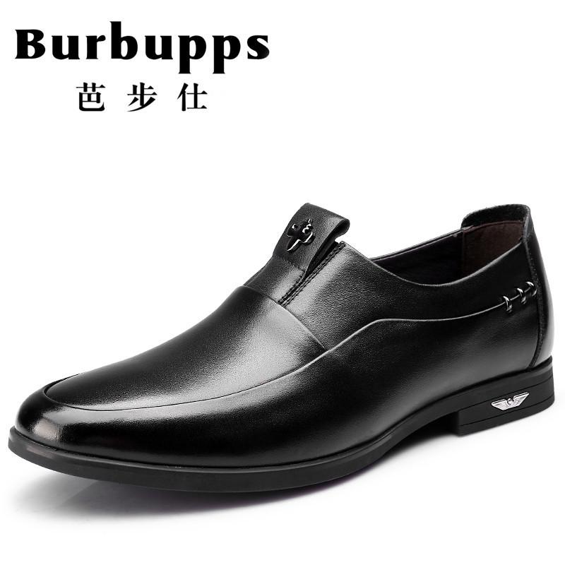 Burbupps法国芭步仕2019春尚新男士商务正装皮鞋真皮男鞋英伦套脚婚鞋低帮鞋子男