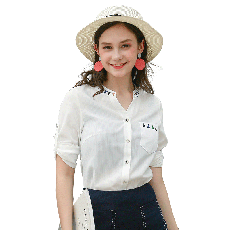 白色衬衫女2018夏季新款时尚韩版气质淑女修身显瘦bf原宿学生上衣