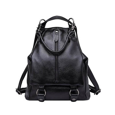 柏雅图（boyatu）头层牛皮女士双肩包女欧美时尚大容量多功能真皮背包女