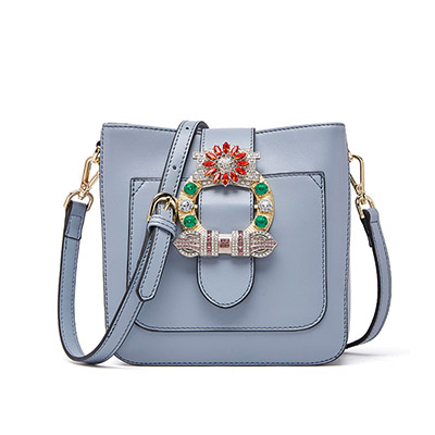 柏雅图（boyatu）斜挎包女韩版时尚百搭牛皮水桶包真单肩包