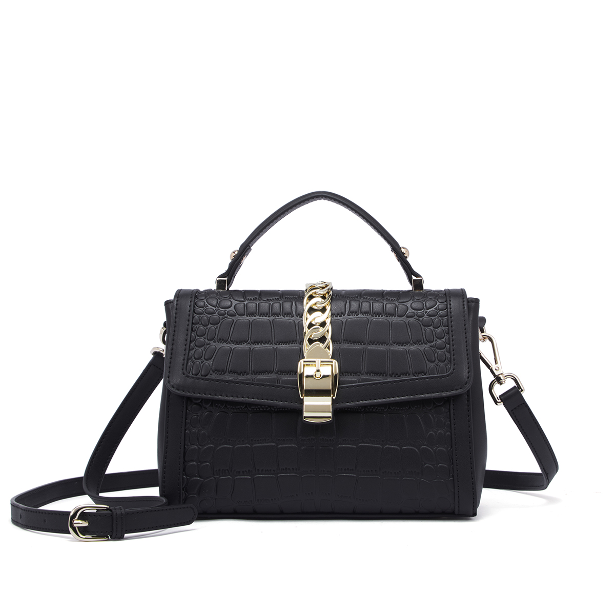 柏雅图斜挎包女2018夏简约软皮真皮小包鳄鱼纹牛皮手提单肩包