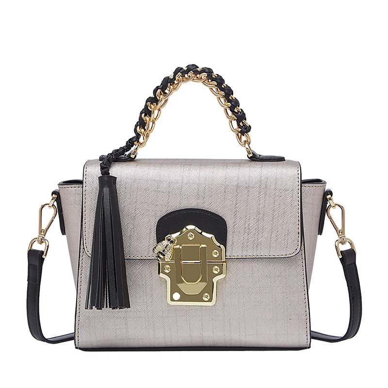 柏雅图2018女包牛皮亮面翅膀包真皮手提包潮流个性单肩斜挎包