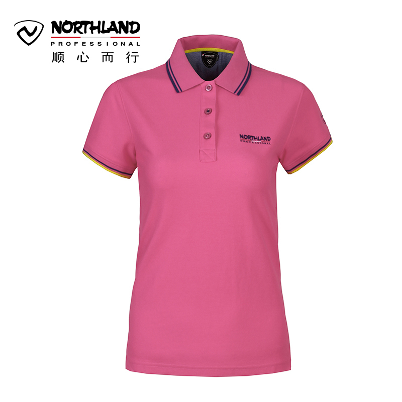 17年诺诗兰NORTHLAND新款户外休闲女短袖翻领透气舒适T恤