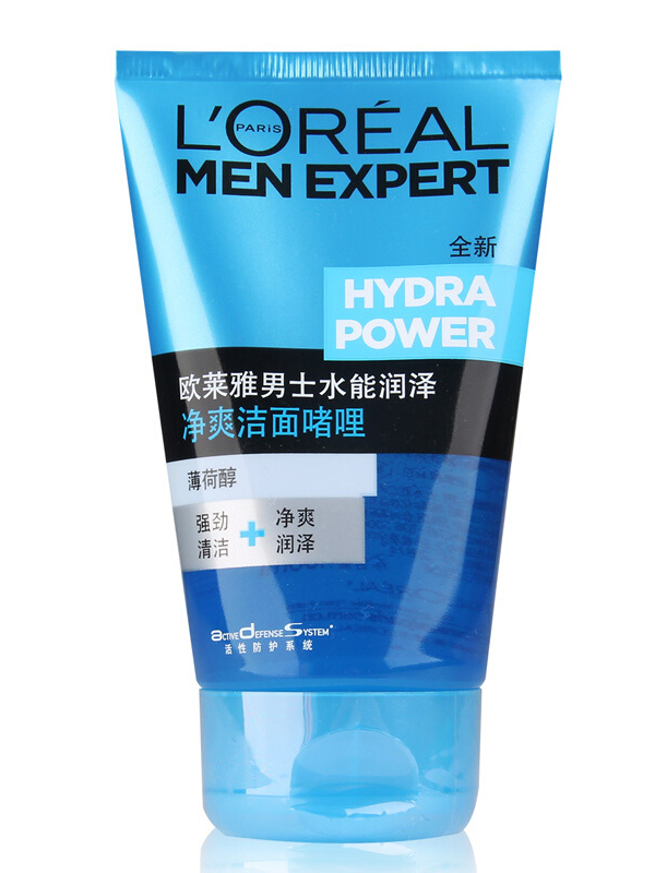 欧莱雅（L'OREAL）男士水能润泽净爽洁面啫喱100ml*3组合套装洗面奶滋润补水保湿