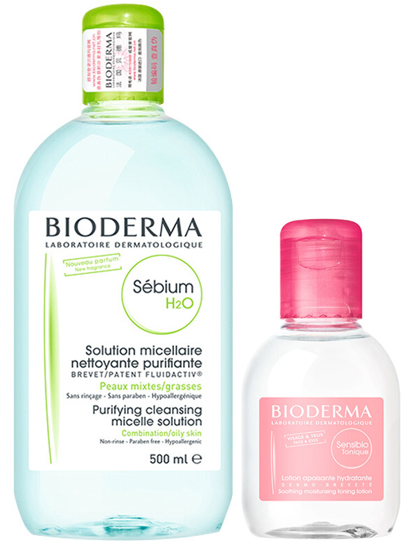 贝德玛（BIODERMA） 净妍洁肤液500ml 舒妍修护爽肤水100ml 组合套装
