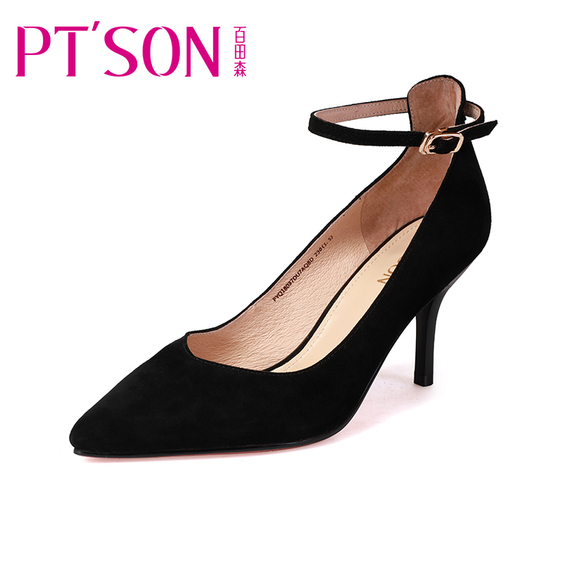 PTSON/百田森2018春季新款红色高跟鞋女细跟单鞋结婚女鞋新娘鞋子