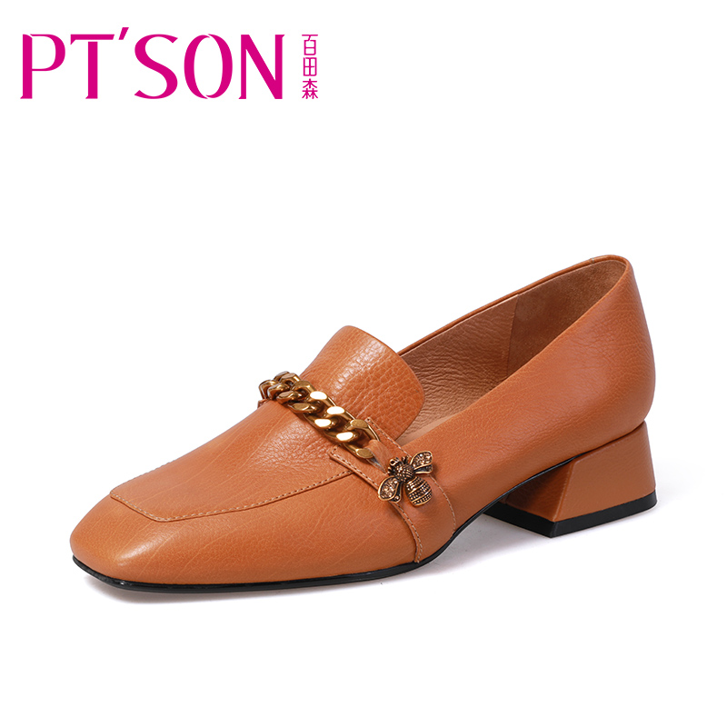 PTSON/百田森2018春季新款英伦小皮鞋休闲单鞋韩版百搭复古鞋子女