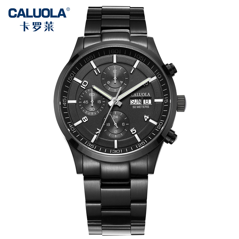 卡罗莱CALUOLA时尚大气商务简约休闲多功能钢带全自动机械表男士手表