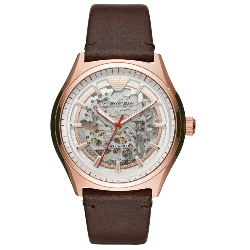 阿玛尼EMPORIO ARMANI手表 时尚商务镂空自动机械表男士腕表AR60005