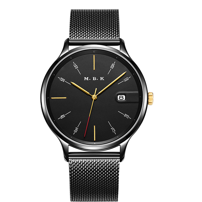 MBK手表休闲商务时尚机械男士手表 黑壳黑面黑网带