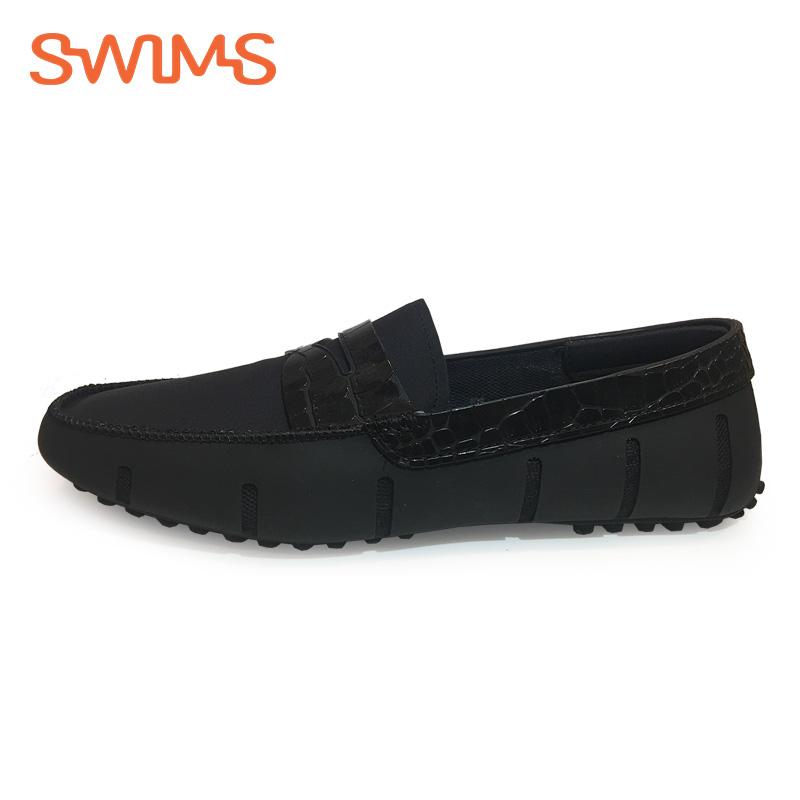 Swims Men's Penny Loafer Alligator 挪威春夏款男鞋 黑色透气休闲豆豆鞋