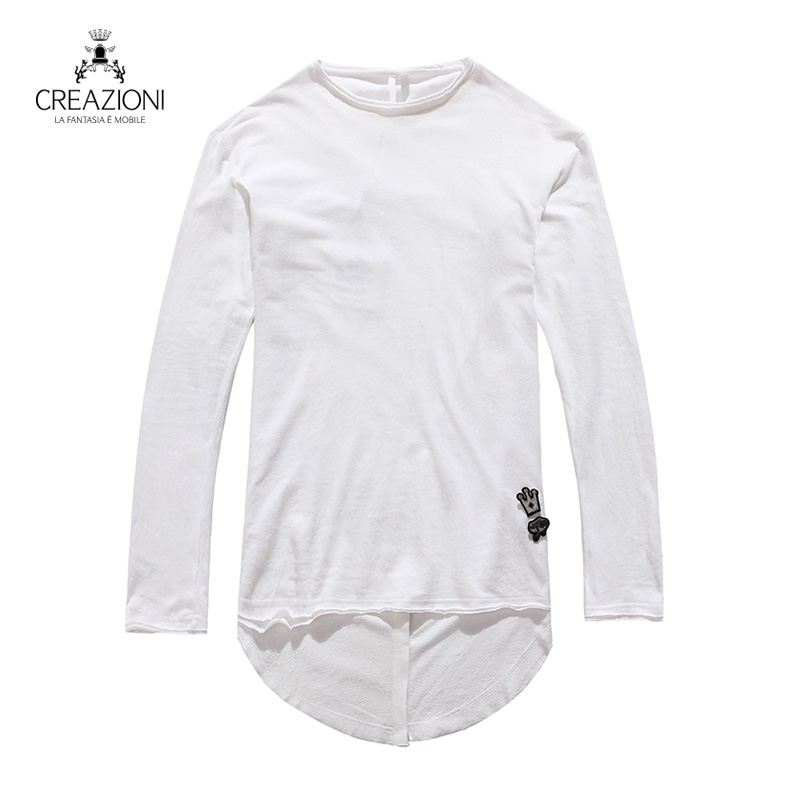 CREAZIONI时尚男士休闲白色纯棉长裤长袖T恤 C661100330