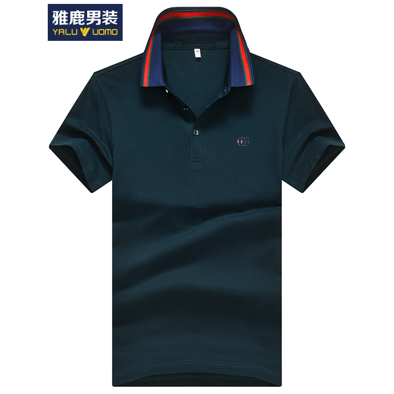 雅鹿男装短袖t恤夏装新款polo衫中年男士半袖修身棉男装休闲时尚9138