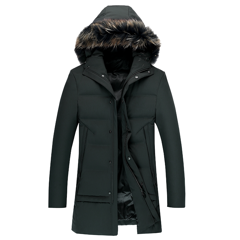 羽绒服男新品2018加厚连帽厚款轻薄加厚修身长款貉子毛领 S11EDYA0B229