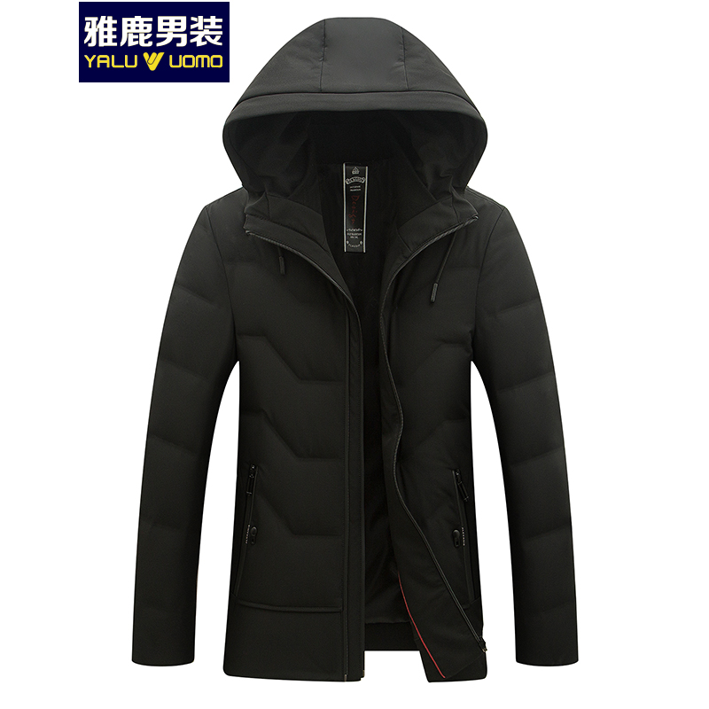 雅鹿男装羽绒服男中长款冬季时尚连帽外套保暖上衣男S34EDYA18889