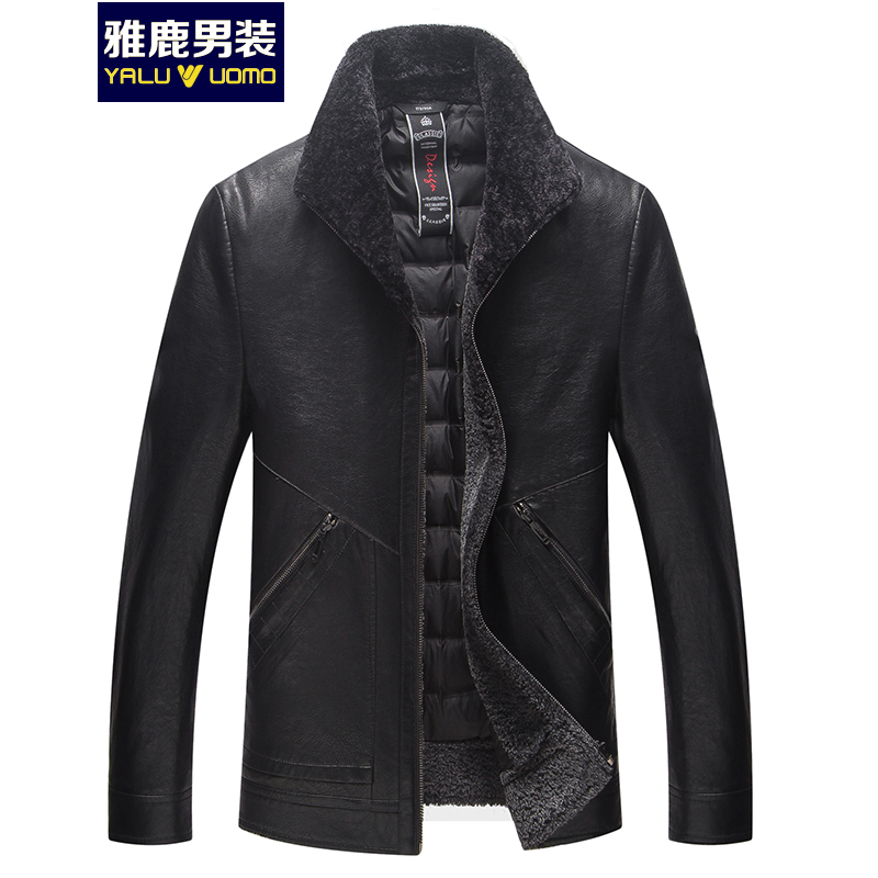 雅鹿男装 YALU UOMO 中长款秋冬中青年男士皮羽绒L18868