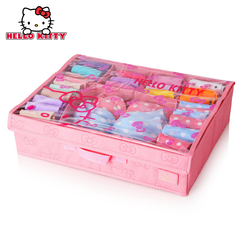 Hellokitty内衣收纳盒可爱布艺有盖收纳盒 粉色图案2