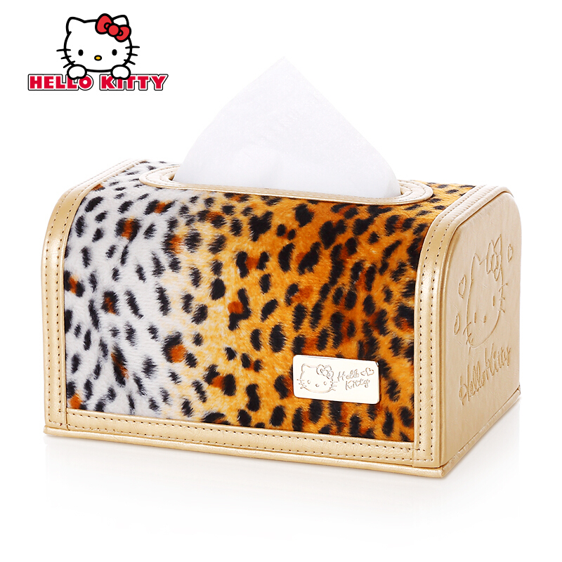 Hellokitty家用纸巾盒客厅汽车桌面抽纸收纳盒 豹纹小号纸巾盒