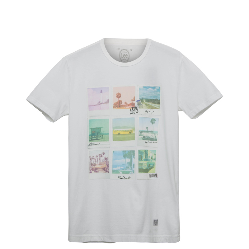 Lee男装 白色全棉风景图案印花T恤 L14168866K14