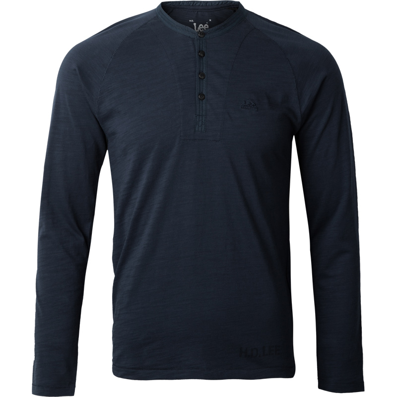 Lee男装 春秋款排扣领全棉长袖t恤休闲上衣 L24966Y623BL
