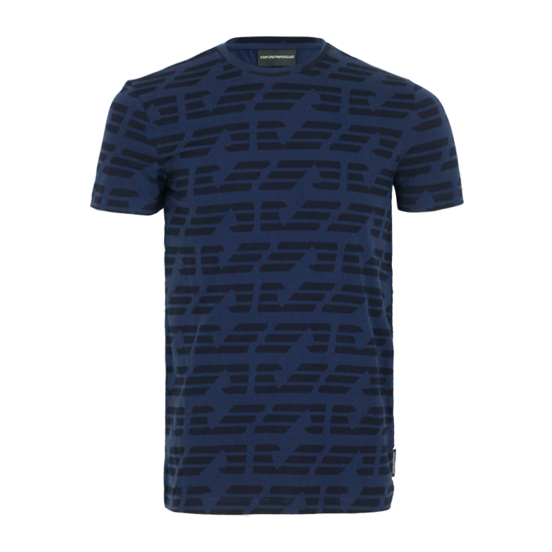 Emporio Armani/安普里奥阿玛尼 整体徽标棉质混纺海军蓝色男士T恤#3Z1T87 1J12Z 0905