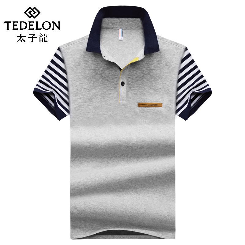 太子龙2018夏季新款Polo衫翻领短袖T恤男修身男士男装平铺