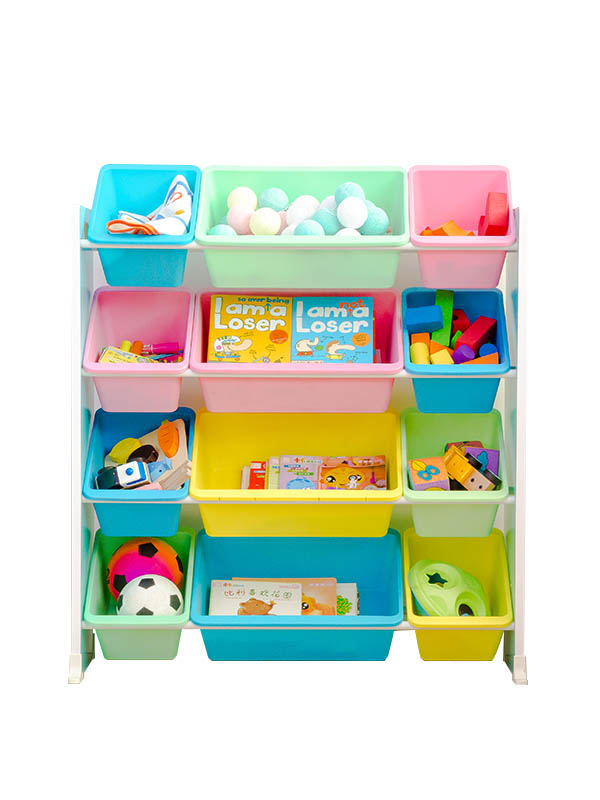 爱丽思家儿童收纳架置物架彩色多层玩具架木质塑料宝宝卧室架