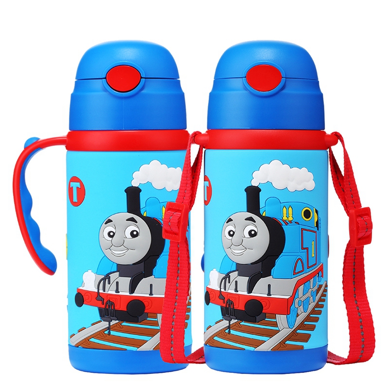 托马斯和朋友（THOMAS&FRIENDS）儿童保温杯水壶背带宝宝防摔便携双柄吸管水杯420ML