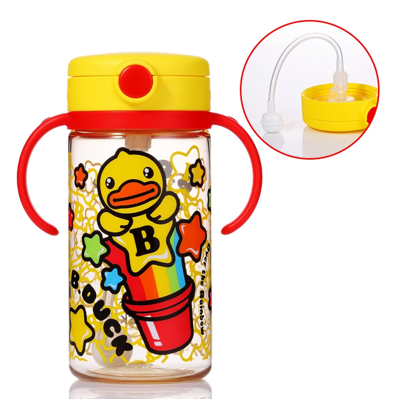 B.DUCK小黄鸭儿童水杯PPSU宝宝吸管水杯水壶重力球冷水杯300ml