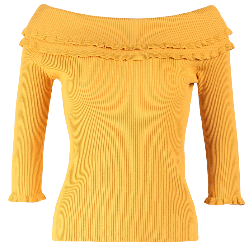 晚白 2018新款简约通勤优雅气质露肩针织冰丝上衣显瘦 T恤衫