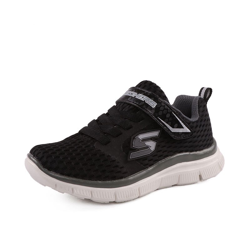 Skechers斯凯奇轻便魔术贴舒适透气运动童鞋660014L/BKGY