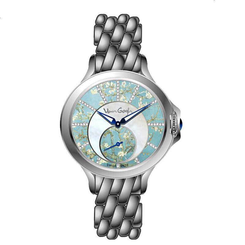 梵高Van Gogh 小秒针-系列 石英表 女士 不锈钢表带 时尚个性手表 瑞表 盛开的杏树 LadyLOSA-D-B